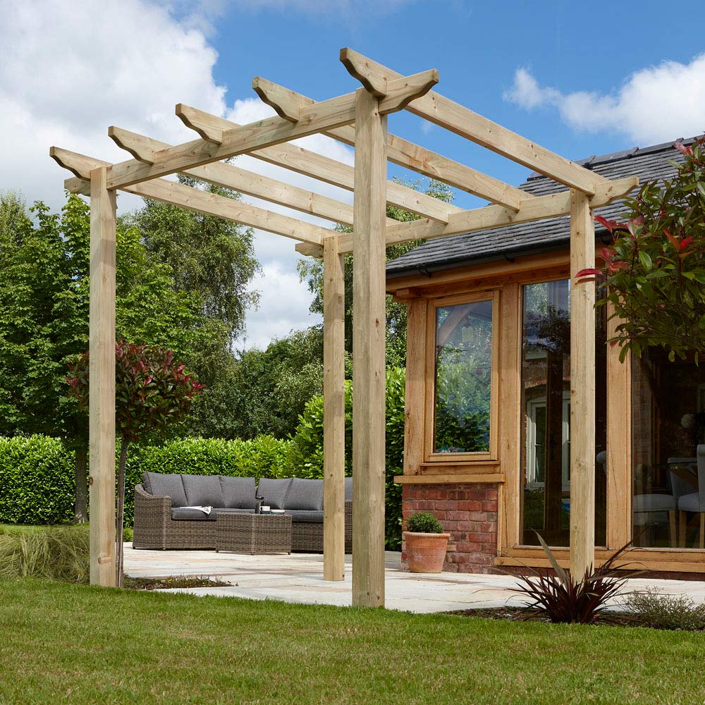 Rowlinson 2.4 x 2.4m Softwood Traditional Pergola Image 1