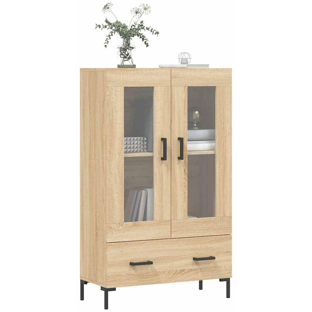 vidaXL 2 Glass Door Single Drawer Sonoma Oak Highboard Image 3