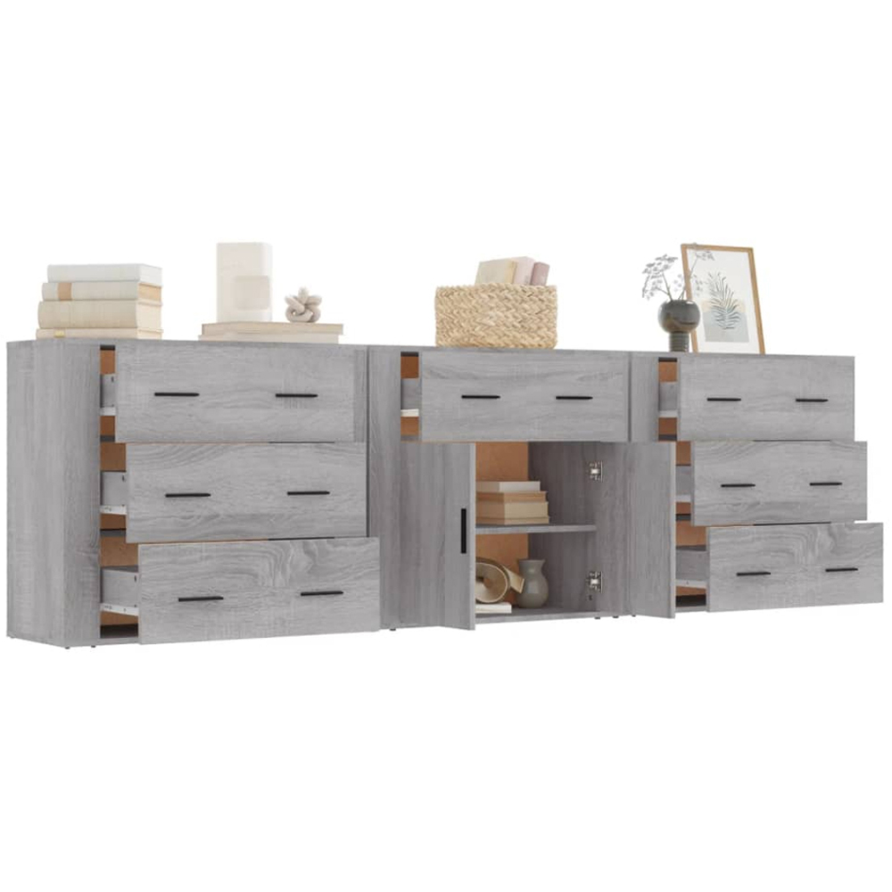 vidaXL 2 Door 7 Drawer Grey Sonoma Sideboard Image 3