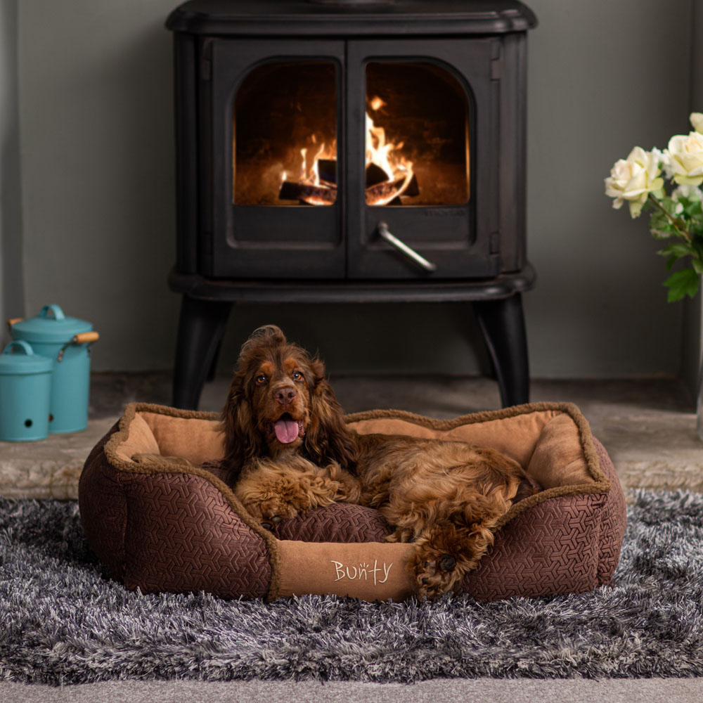 Bunty Kensington Large Brown Fleece Fur Cushion Dog Bed Image 2
