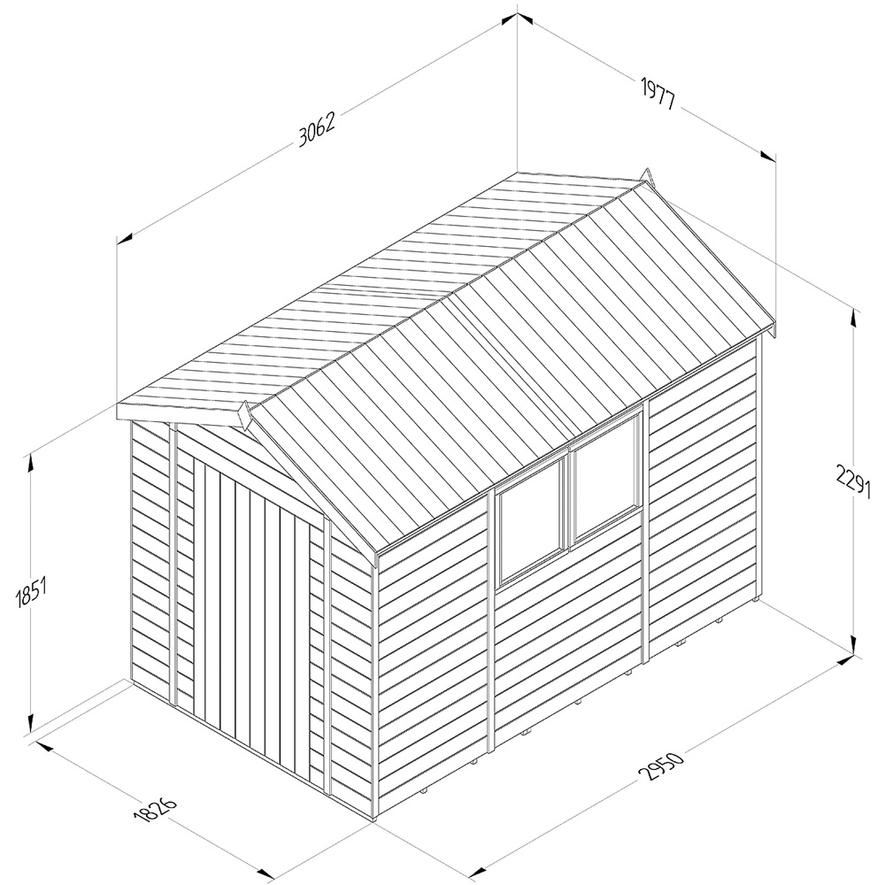 Forest Garden Timberdale 10 x 6ft Pressure Treated Apex Wooden Shed Image 9
