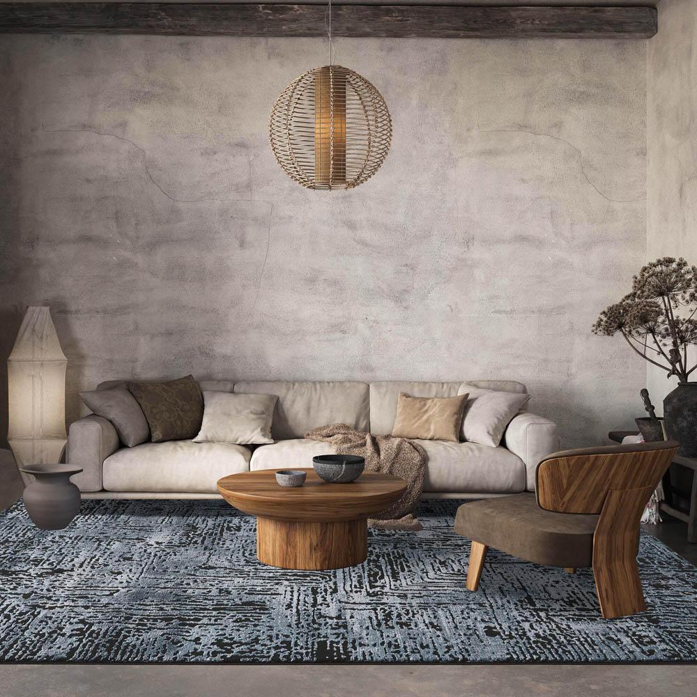 Desire Rugs Belgravia Metallic Sheen Modern Illusion Design Navy Rug 120 x 170cm Image 2