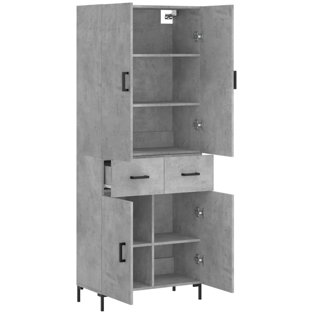 vidaXL 4 Door 2 Drawer Concrete Grey Highboard with Metal Legs Image 4