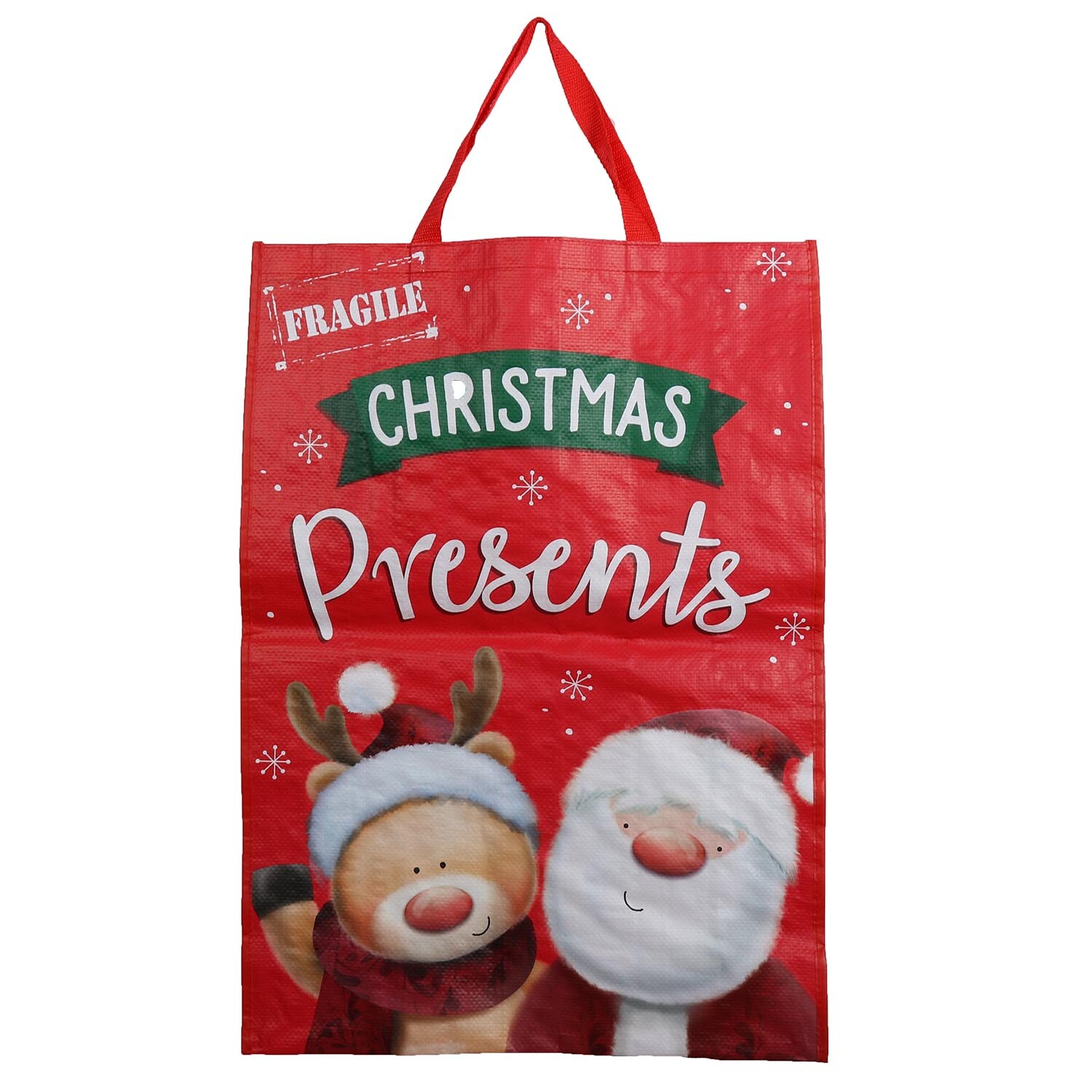 Cute Jumbo Woven Christmas Bag - Red Image