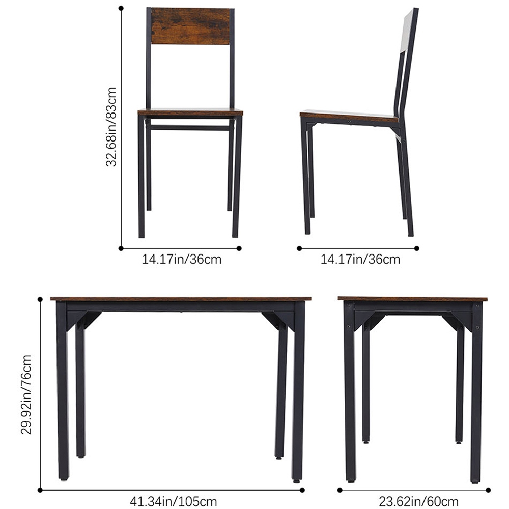 Living and Home 4 Seater Dining Set Black and Dark Brown Image 9
