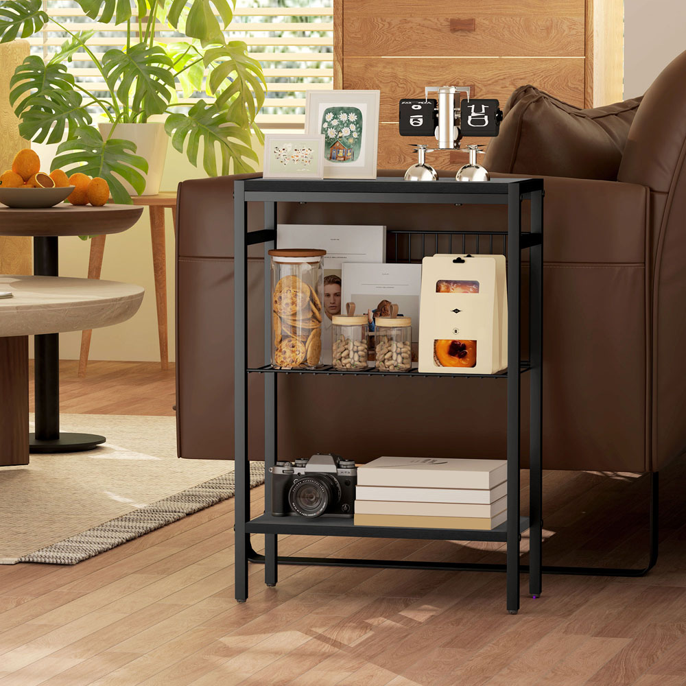 HOMCOM 2 Shelf Black Side Table Image 5