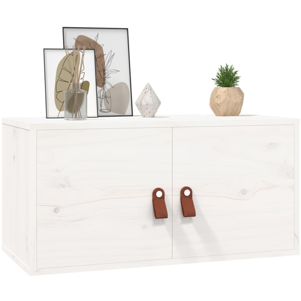 vidaXL 2 Door White Solid Wood Pine Wall Cabinet Set of 2 Image 6