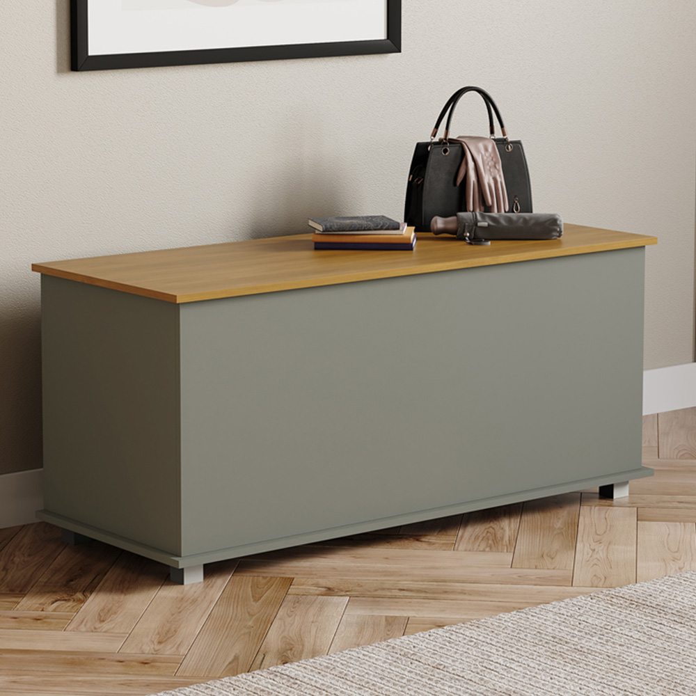 Vida Designs Arlington Grey and Oak Wooden Storage Ottoman Image 1