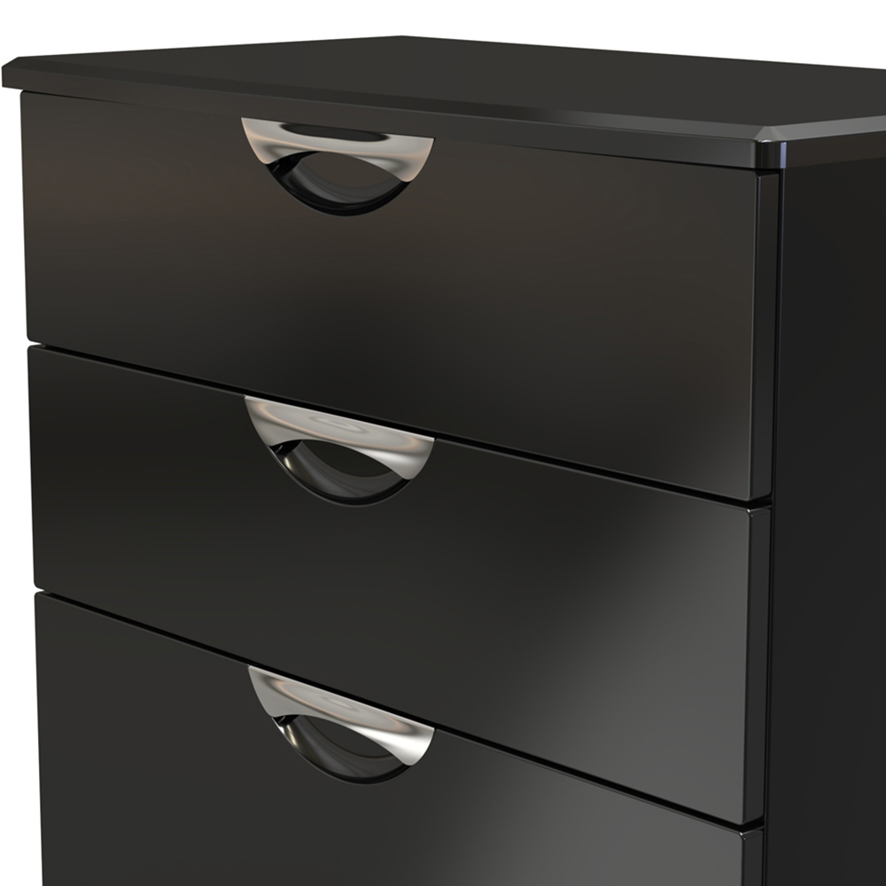 Crowndale Camden 4 Drawer Black Gloss and Black Deep Chest of Drawers Ready Assembled Image 4