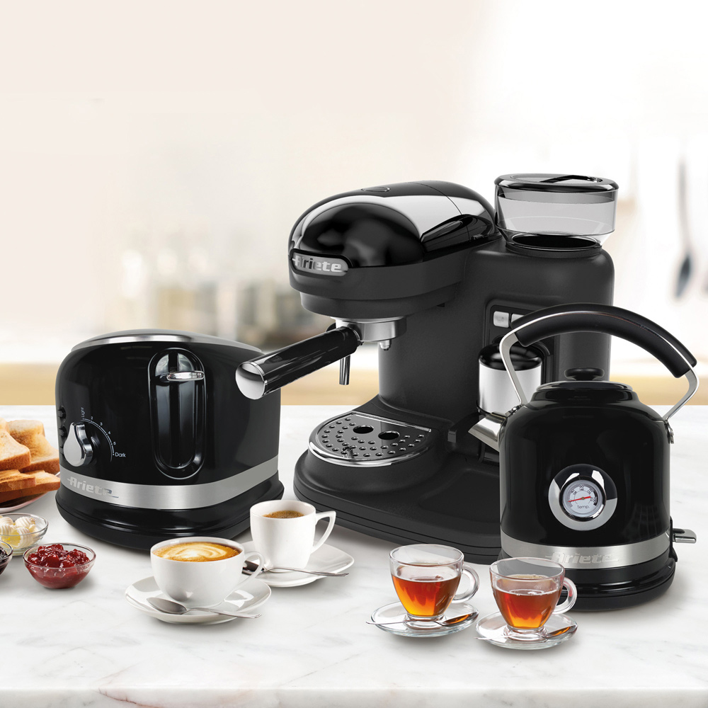 Ariete Moderna Black Kettle, 2 Slice Toaster, Espresso Coffee Maker Set Image 2