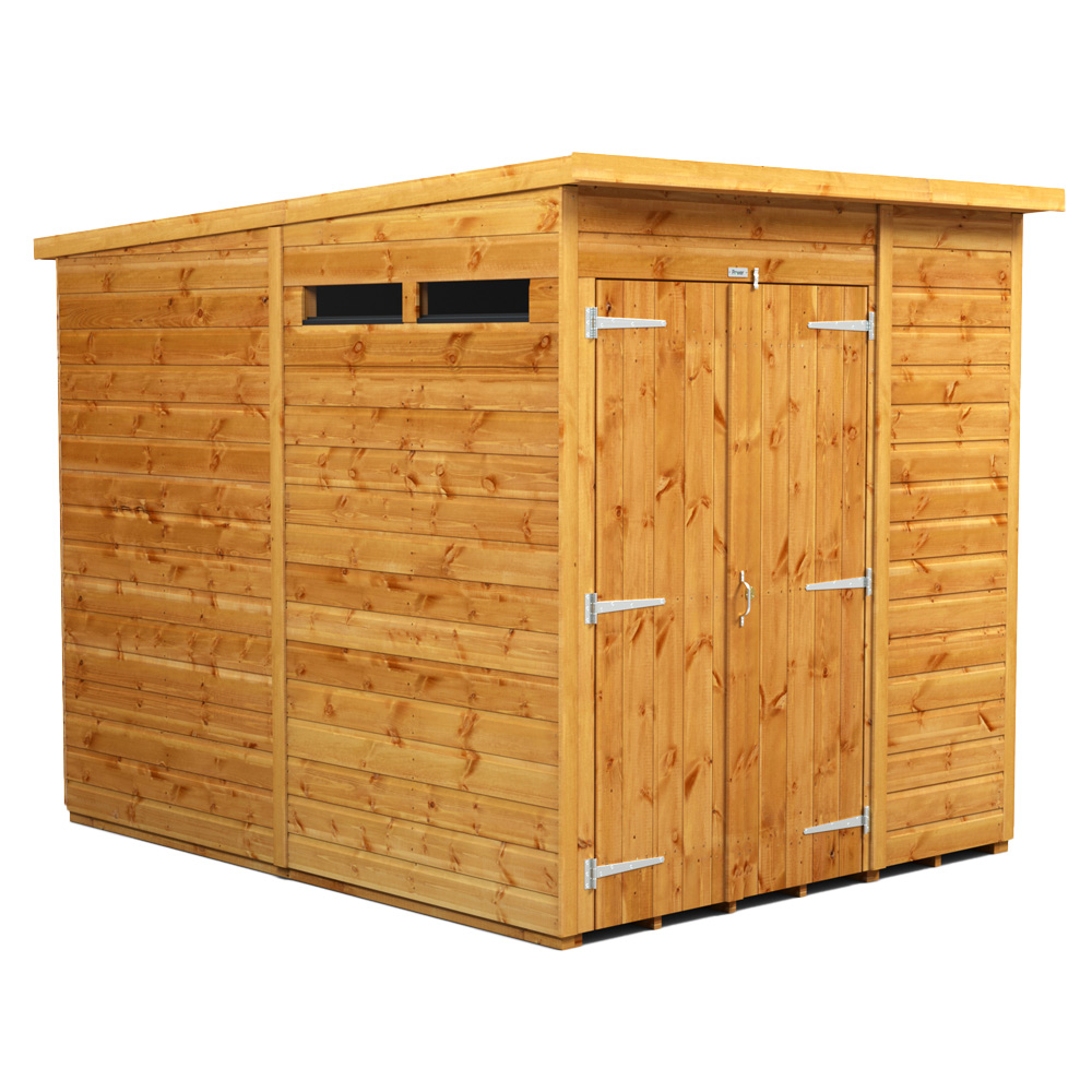 Power Sheds 6 x 8ft Double Door Pent Security Shed Image 1