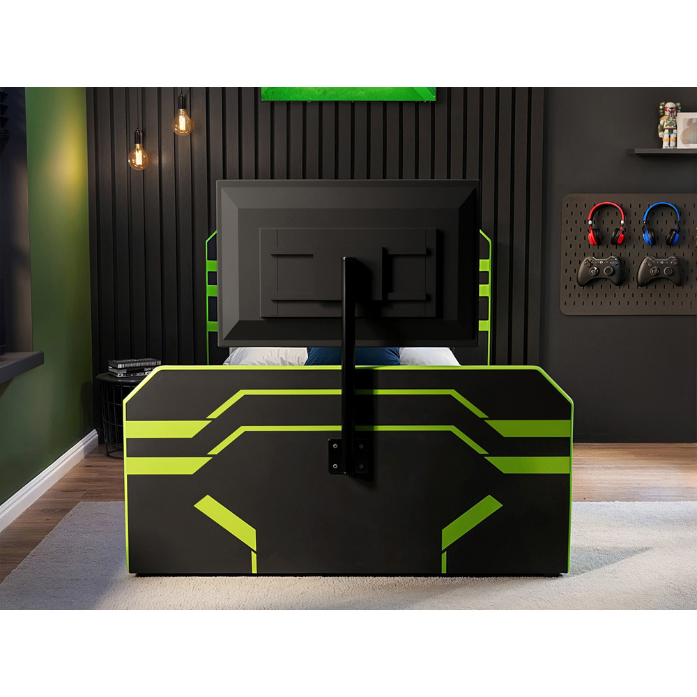 Recoil Alister Small Double Black and Green Side Lift Ottoman Bed with TV Support Image 6