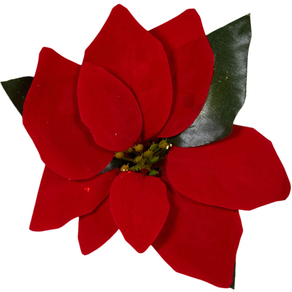 Red Poinsettia Fibre Optic Wreath Image 4