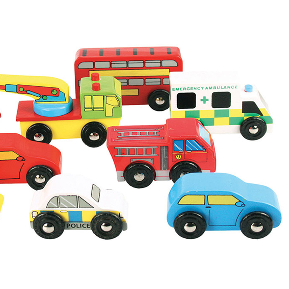 Bigjigs Toys 9-Piece Wooden Vehicle Pack Image 4
