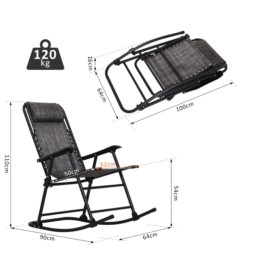 Outsunny Zero Gravity Folding Rocking Chair Grey Wilko