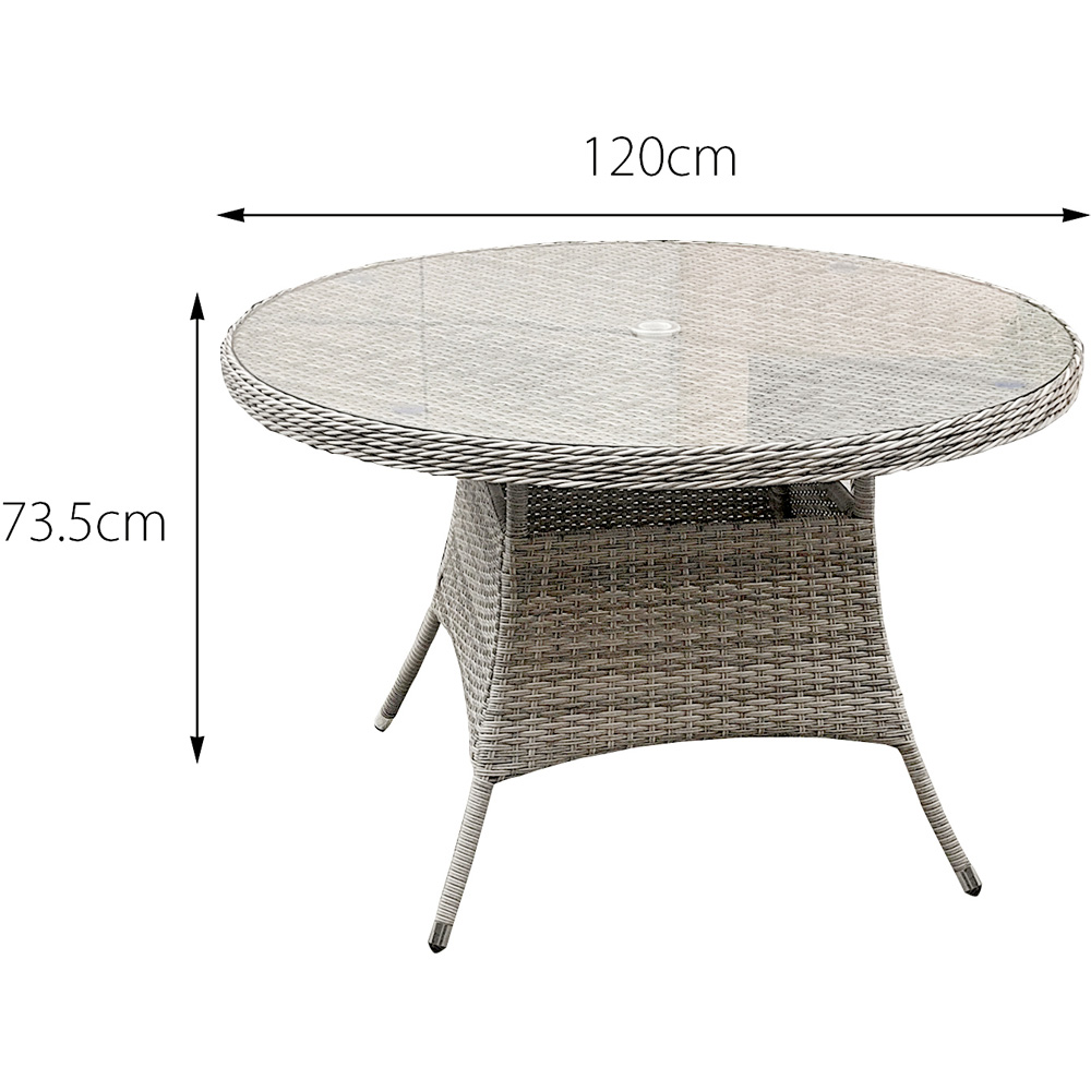Oseasons Hampton 4 Seater Dove Grey Rattan Bistro Set with Light Grey Cushions Image 8