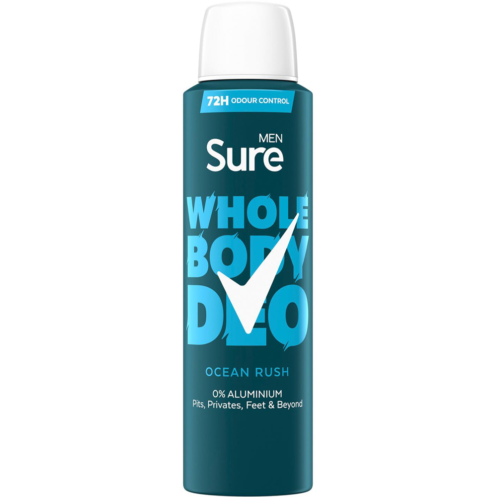 Sure Men 72H Odour Control Whole Body Ocean Rush Deodorant Spray 150ml 24 Pack Image 2