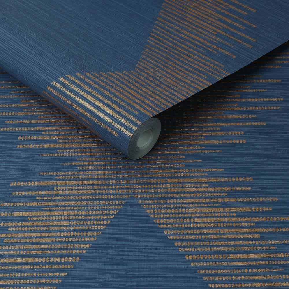 Superfresco Easy Serenity Geo Navy and Copper Wallpaper Image 2