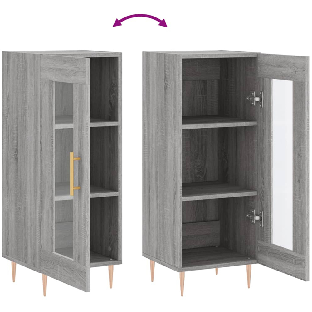 vidaXL Single Glass Door Grey Sonoma Wooden Sideboard Image 9