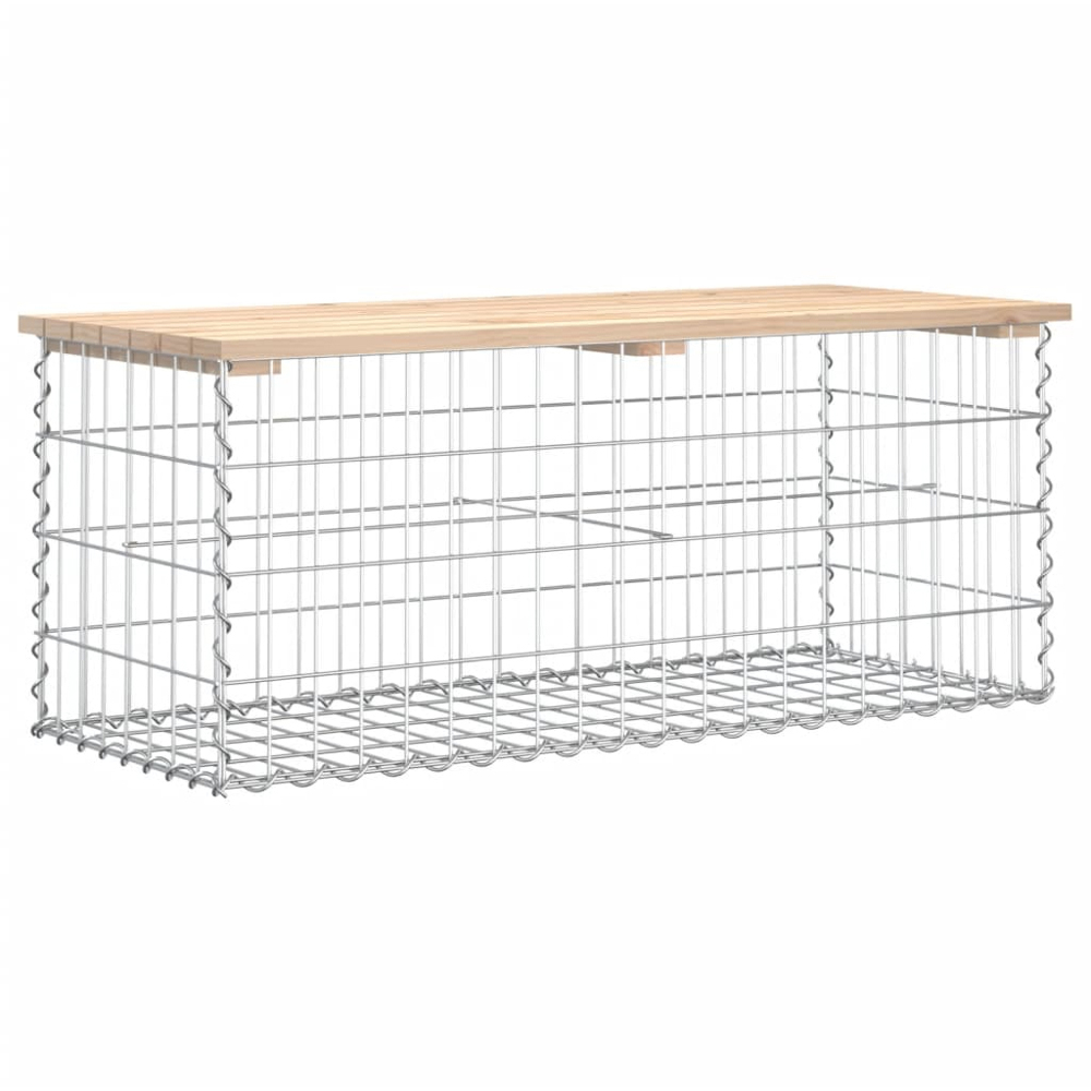 vidaXL Natural Solid Pine Wood Gabion Design Garden Bench 103 x 44 x 42cm Image 4