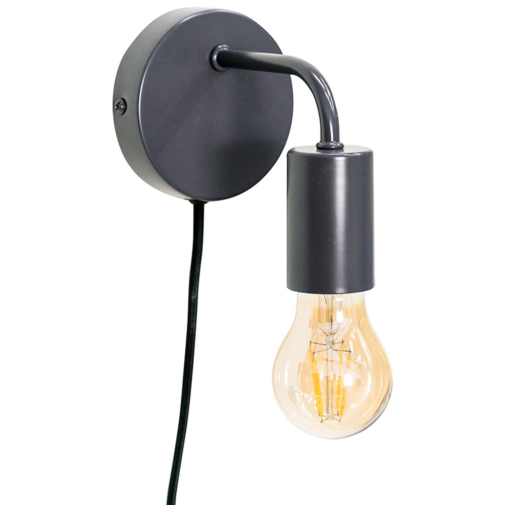 ValueLights Jordy Colour Pop Charcoal Plug-in LED Wall Light Image 1