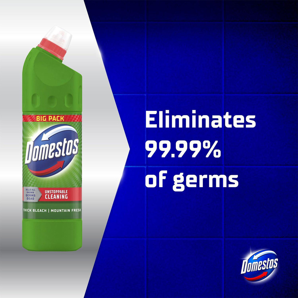 Domestos Mountain Fresh Thick Bleach Powerful Toilet and Bathroom Cleaner 1L 12 Pack Image 8