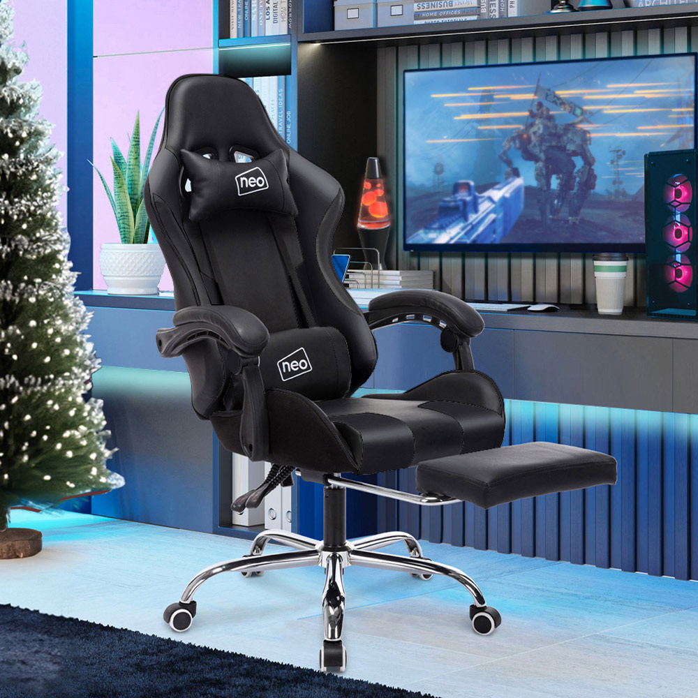 Neo Black Leather Chair with Massage Image 1