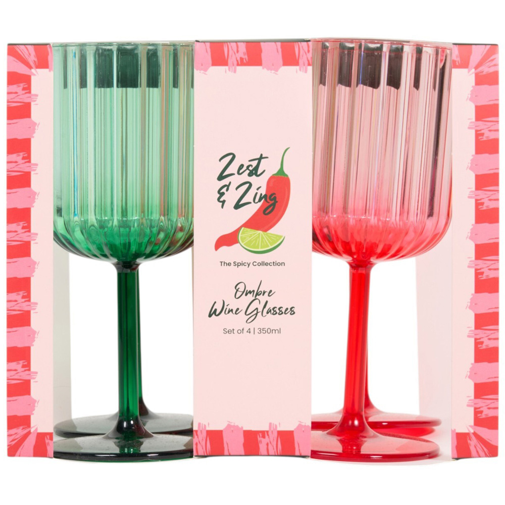 Pack of 4 Zest and Zing Ombre Wine Glasses Image 1
