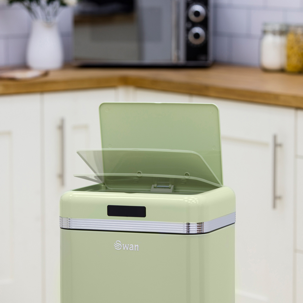 Swan Retro Square Green Sensor Bin 45L Image 2
