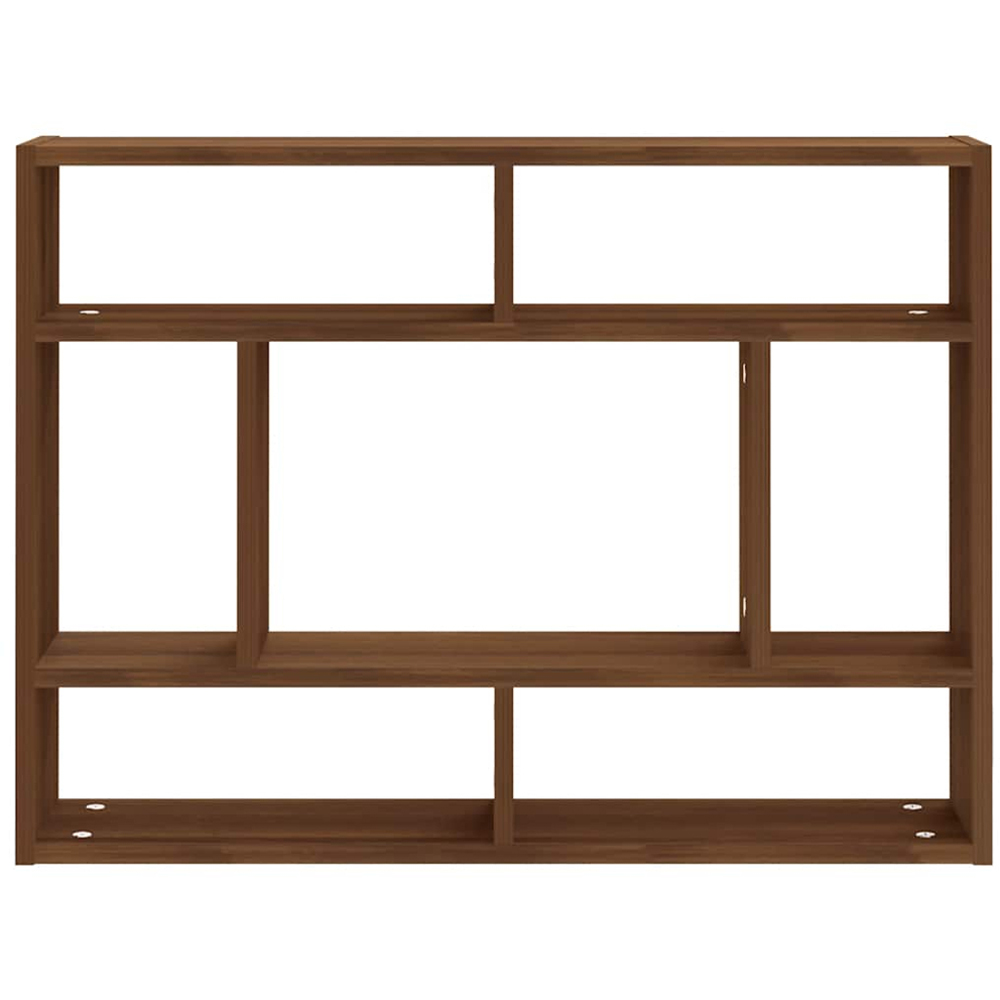 vidaXL 7 Shelf Brown Oak Floating Wall Shelf Image 3