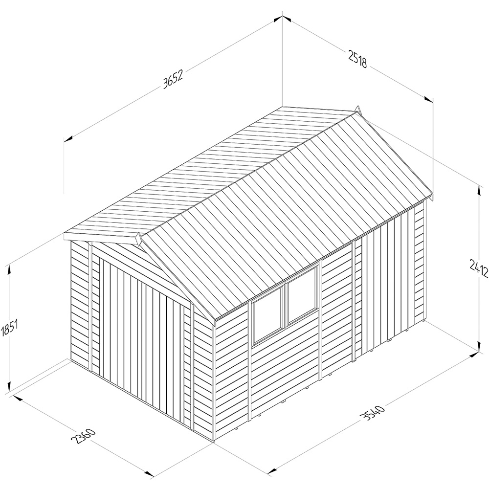 Forest Garden Timberdale 12 x 8ft Double Door Combo Apex Wooden Shed Image 9