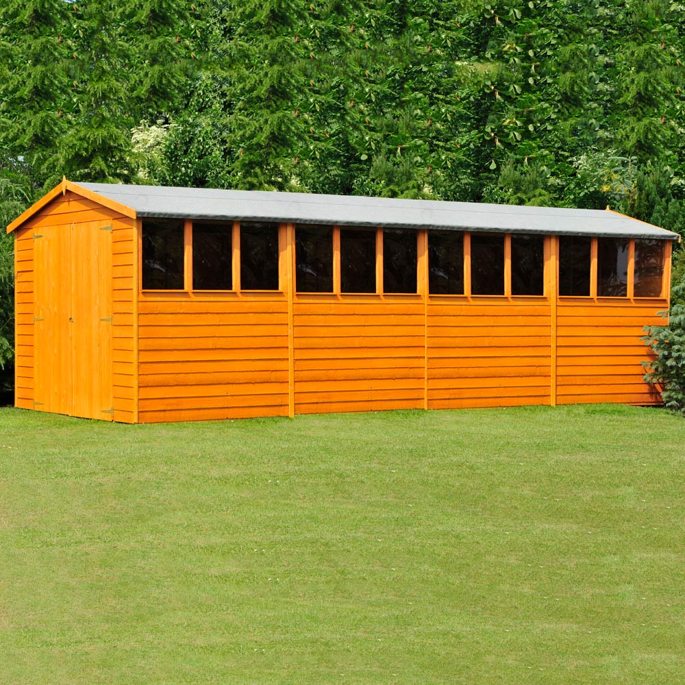 Shire 10 x 20ft Double Door Dip Treated Overlap Apex Shed Image 2