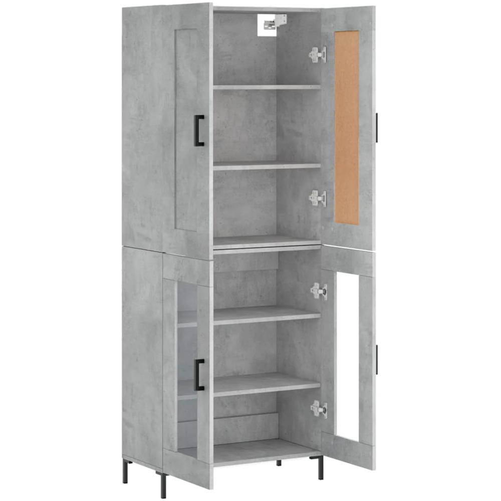 vidaXL 4 Wood and Glass Door Concrete Grey Highboard Image 4