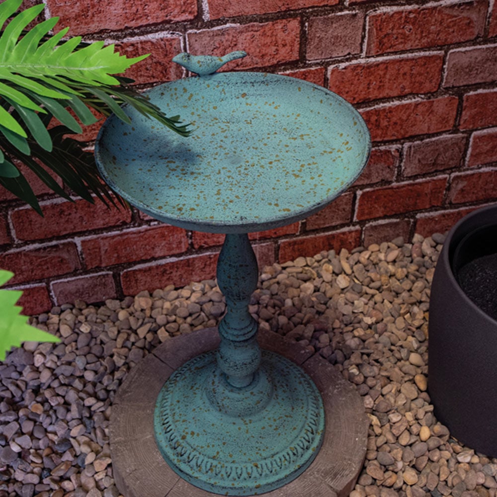 St Helens Green Metal Bird Bath and Feeder Image 5