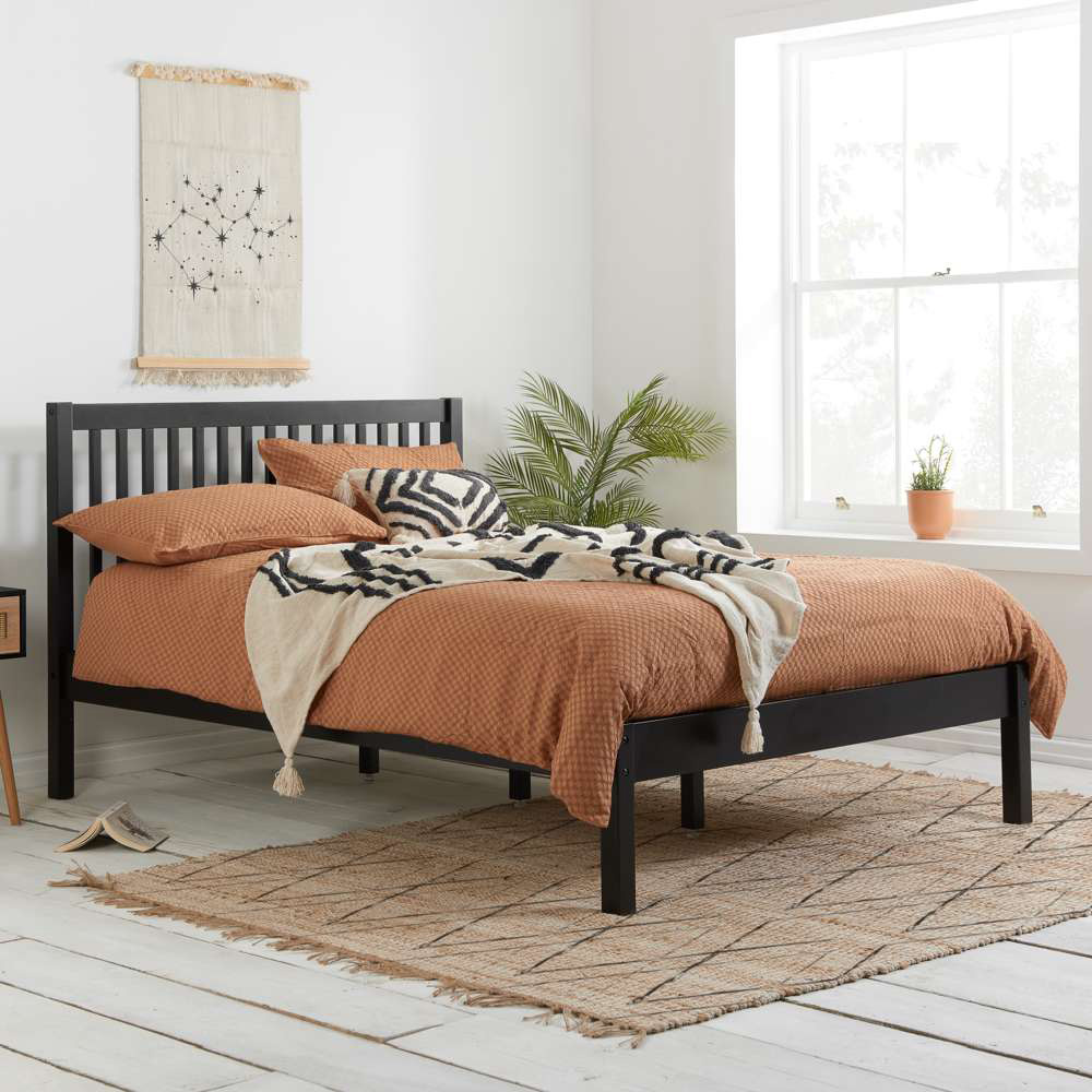 Nova King Size Black Solid Pine Bed Frame Image 1