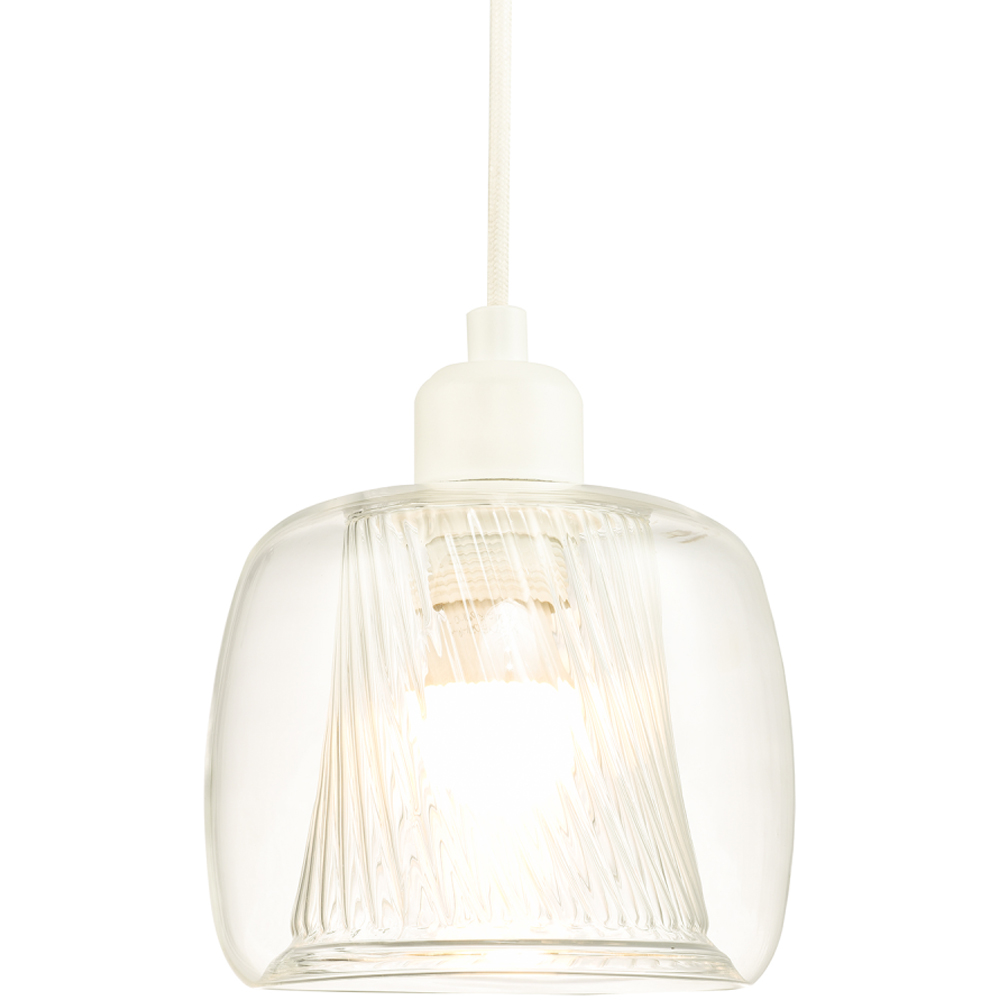 Happy Homewares Double Clear Glass Rounded Inner Ribbed Detail Pendant Shade Image 6