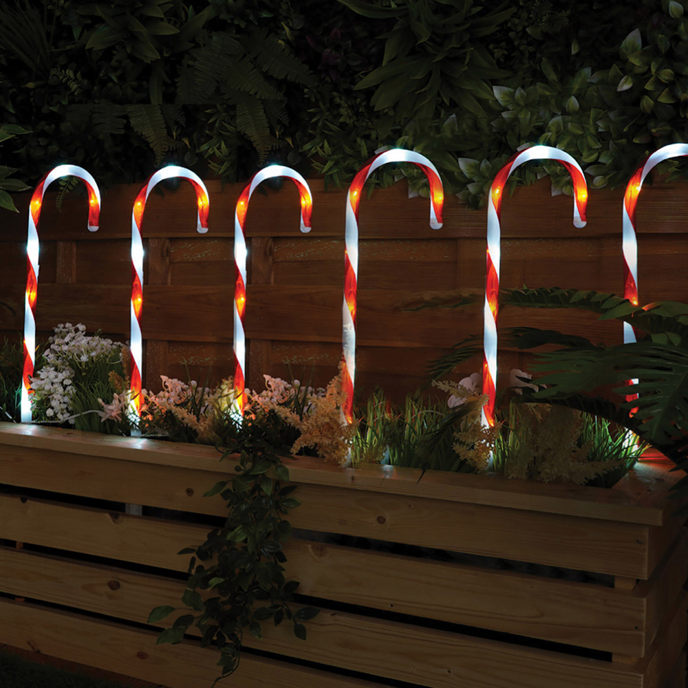 Xmas Haus Multicolour LED Light Christmas Candy Cane Festive Decoration 6 Pack Image