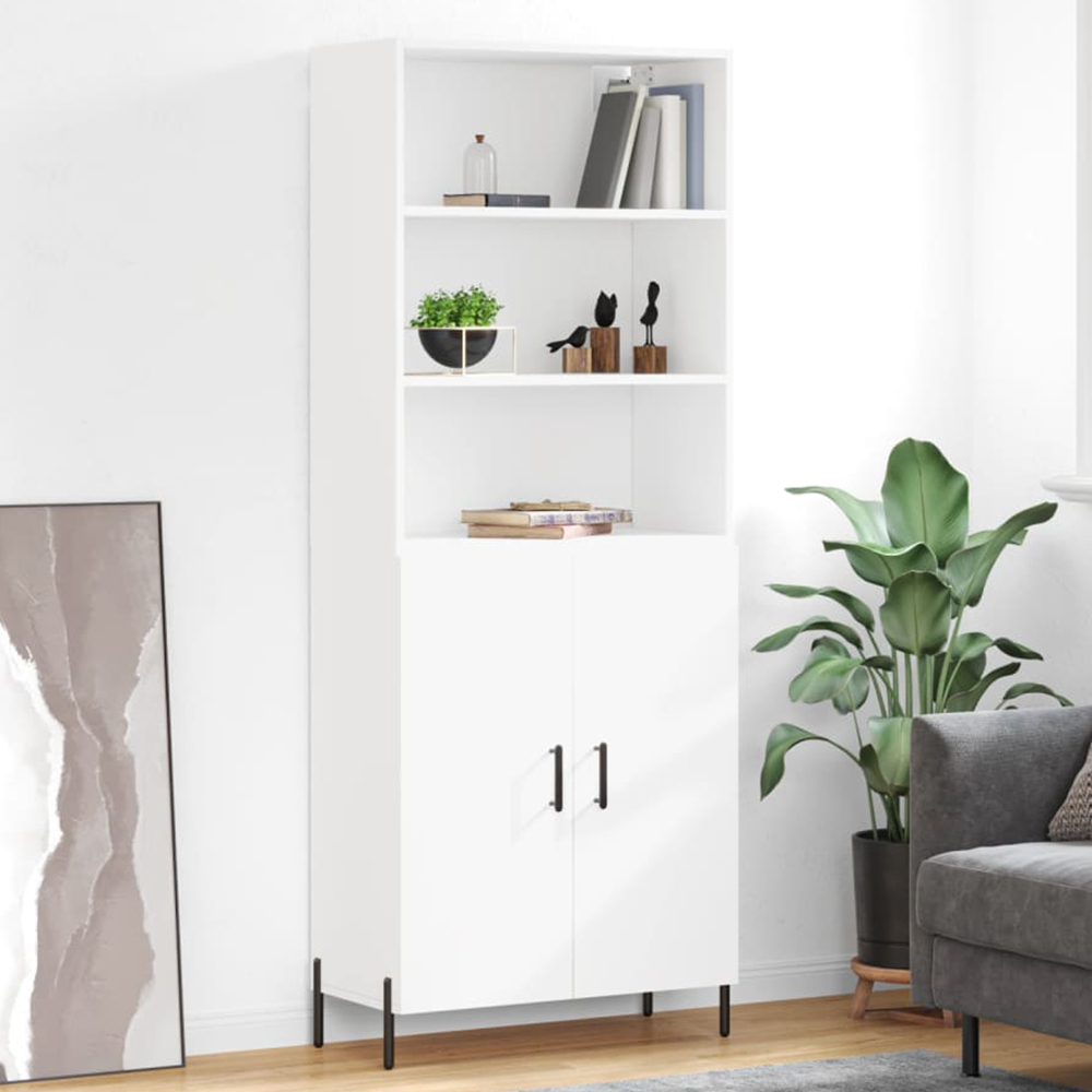 vidaXL 2 Door 3 Shelf White Highboard Image 1