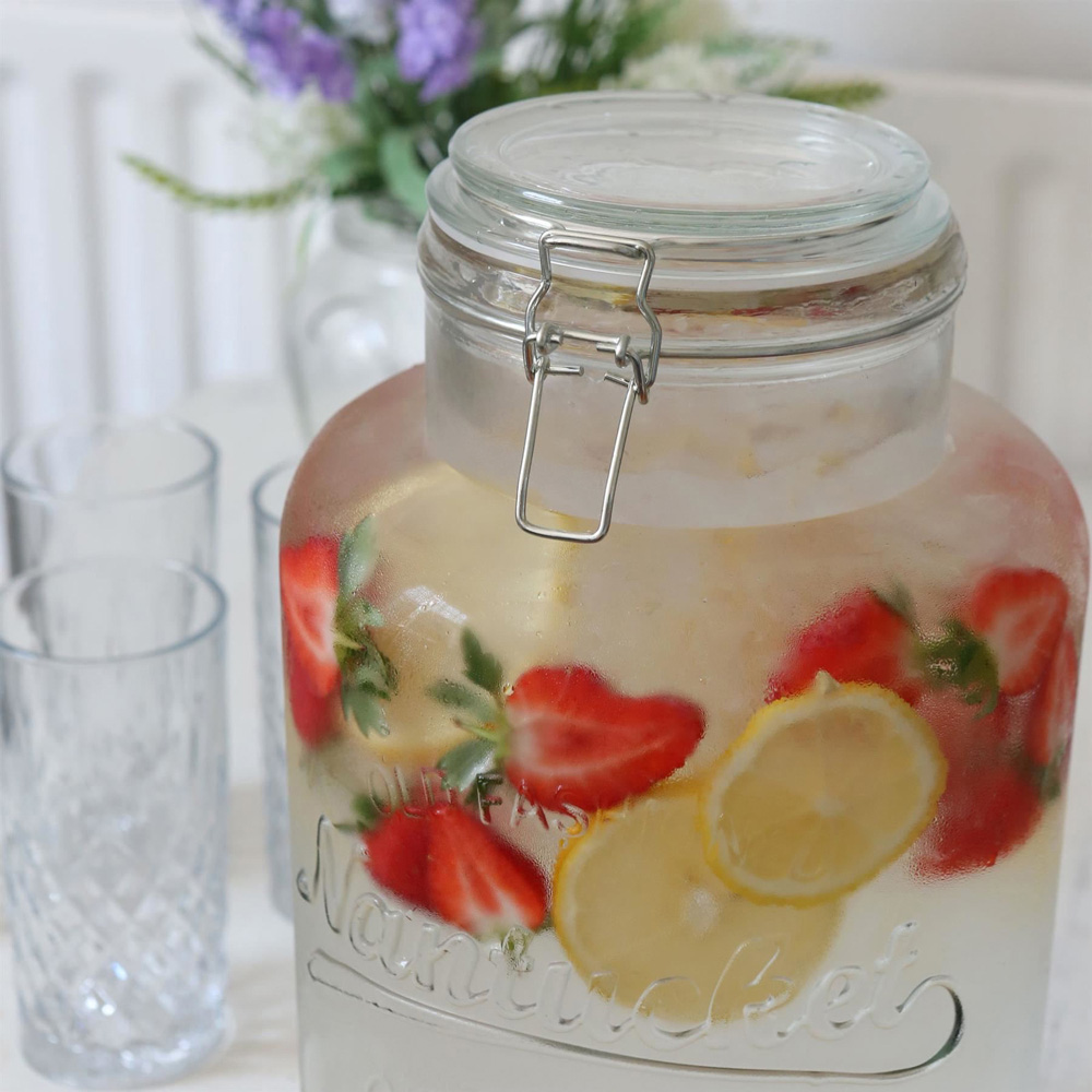 Rink Drink Clear Glass Drink Dispenser with Tap and Silver Bucket Stand 8.7L 2 Pack Image 4