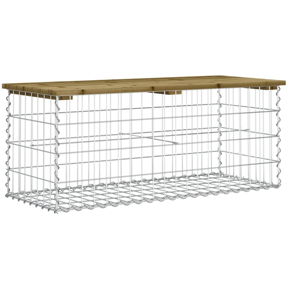 vidaXL Brown Solid Impregnated Pine Wood Gabion Design Garden Bench 103 x 44 x 42cm Image 4