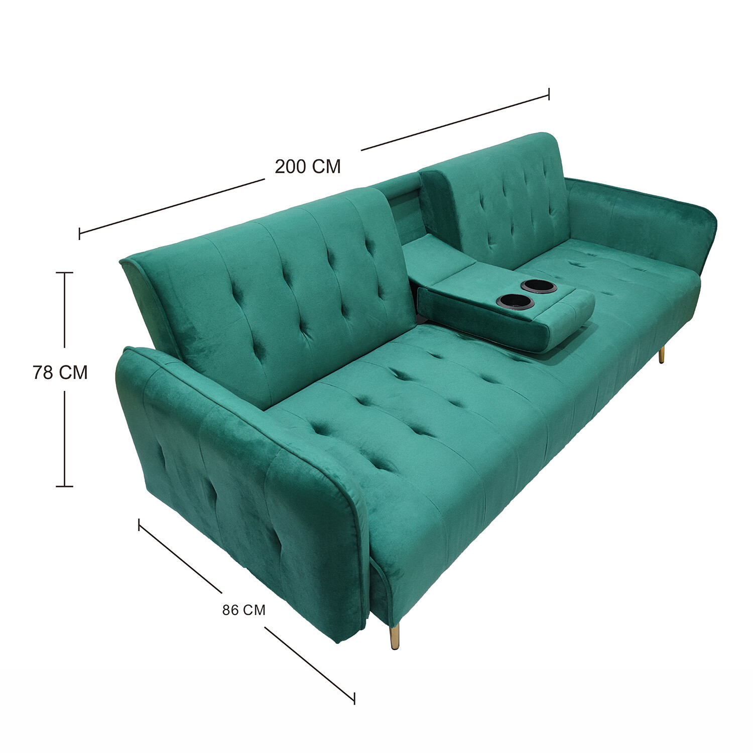 Emerald 3 Seater Green Sofa Bed Image 6