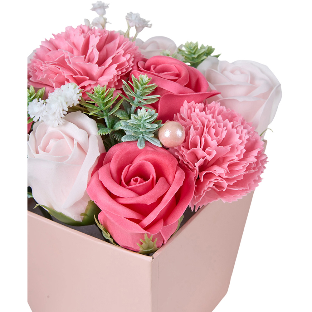 Living and Home Pink Rose and Carnation Soap Flower Bouquet Gift Box Image 6
