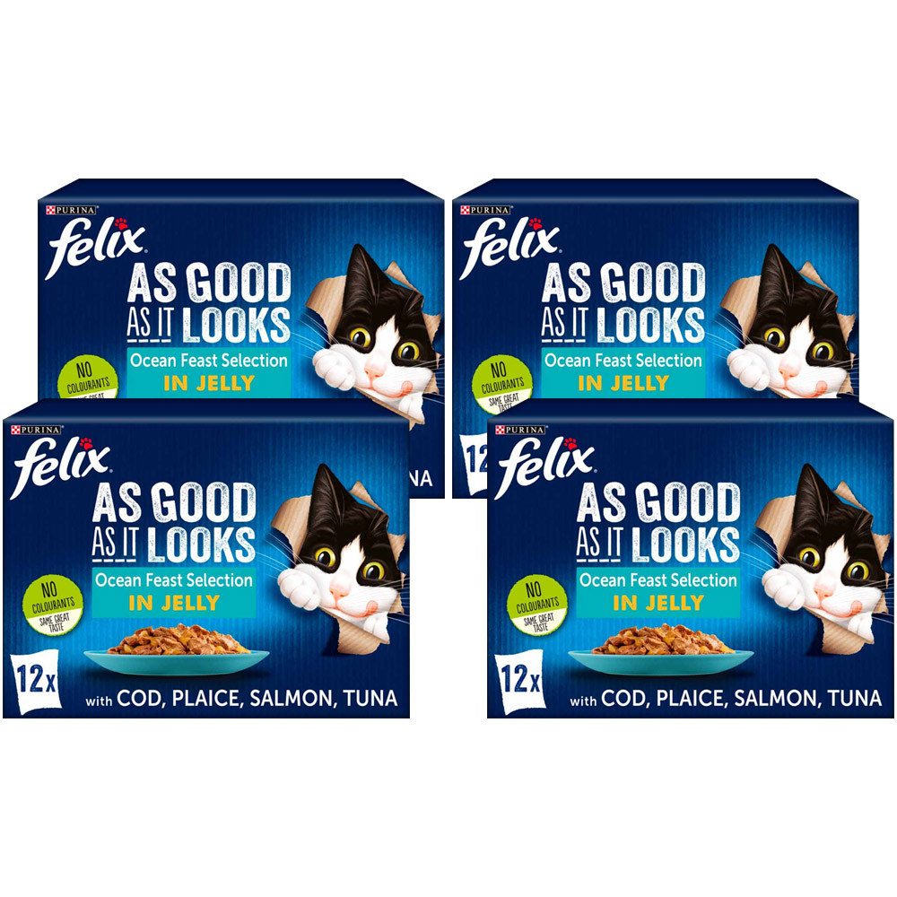 Felix As Good As It Looks Ocean Feasts in Jelly Cat Food 100g Case of 4 x 12 Pack Image 1