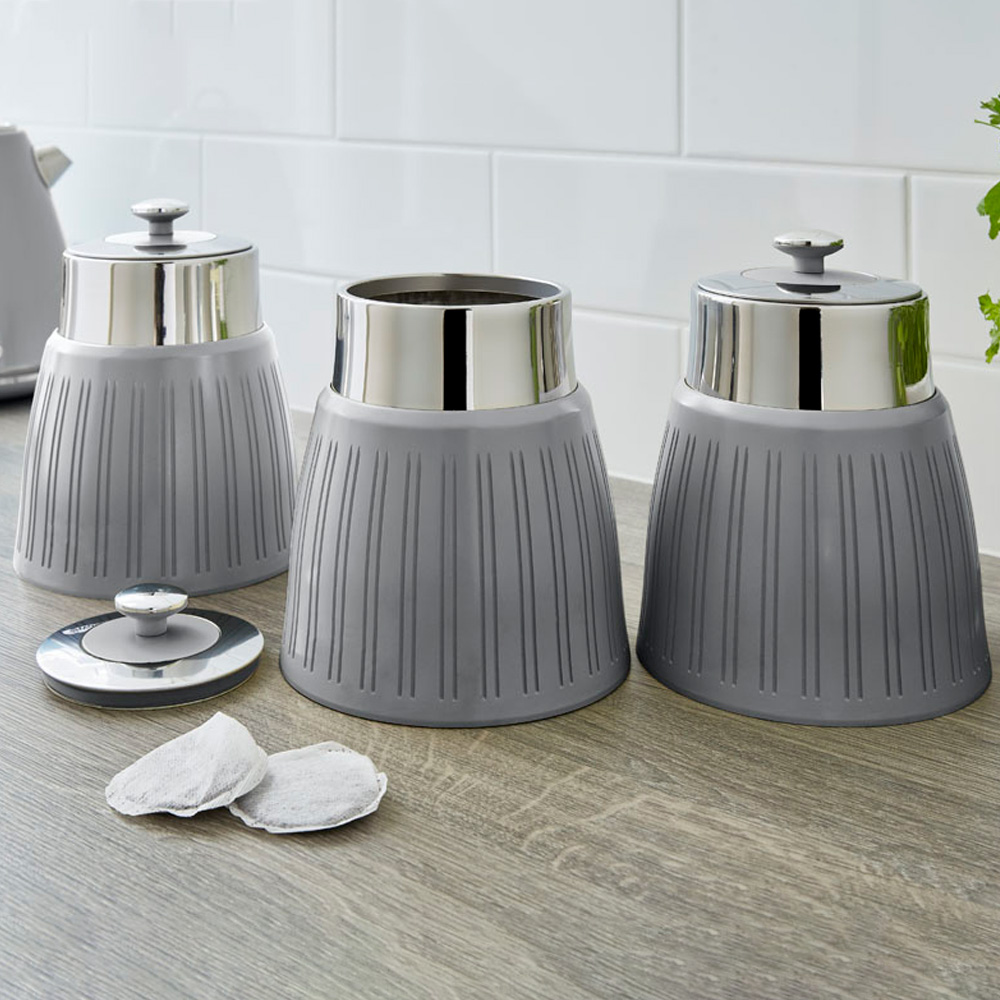 Swan Retro Grey Canisters Set 3 Piece Image 2
