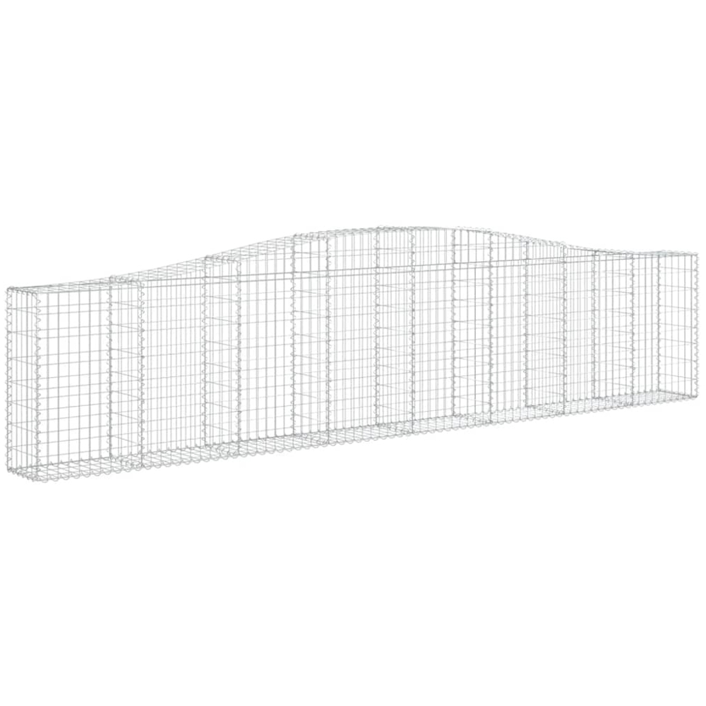 vidaXL Silver Galvanised Iron Arched Gabion Basket 400 x 30 x 80/100cm 5 Pack Image 1
