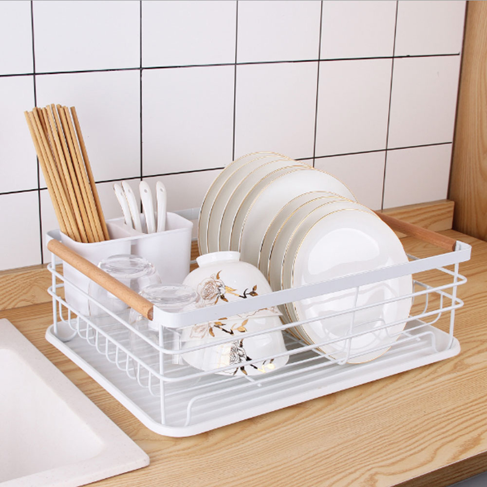 Living And Home WH0780 White Metal Dish Rack With Removable Tray Image 4