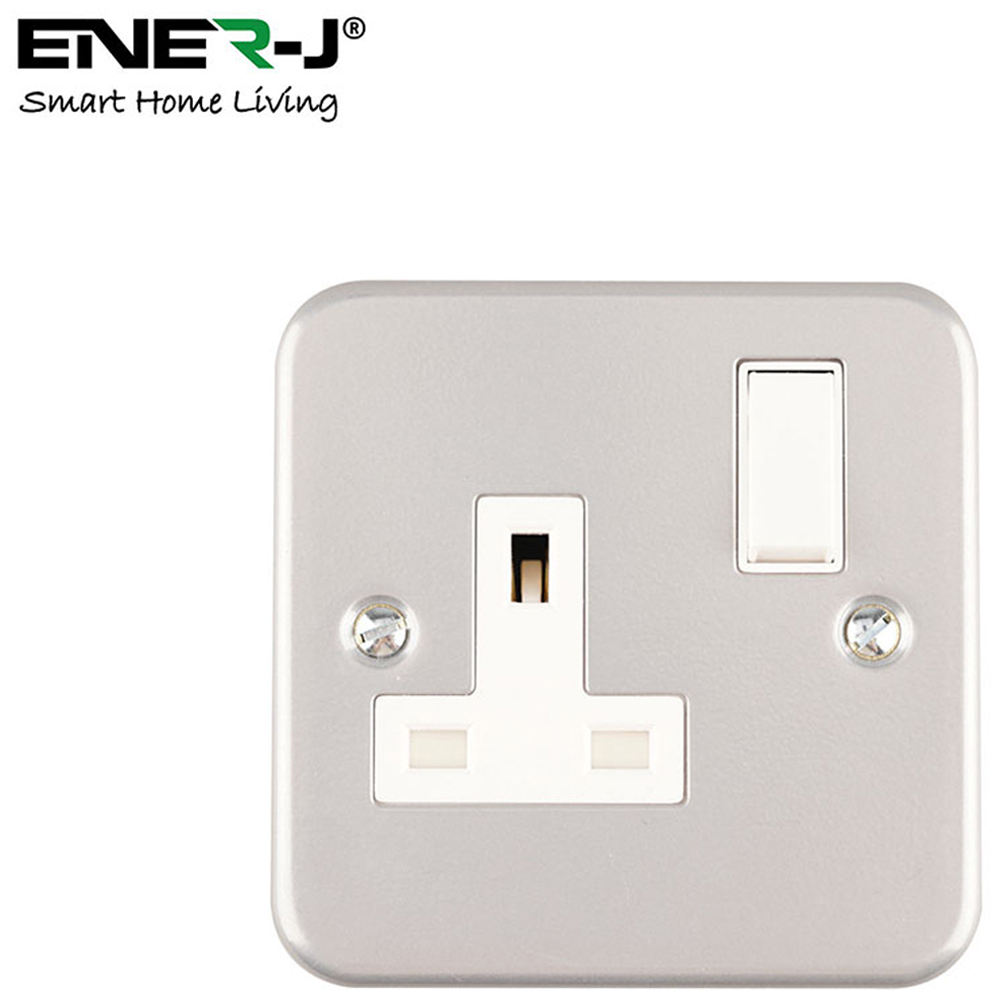ENER-J 1 Gang 13A Metal Clad Single Switch Socket Image 3