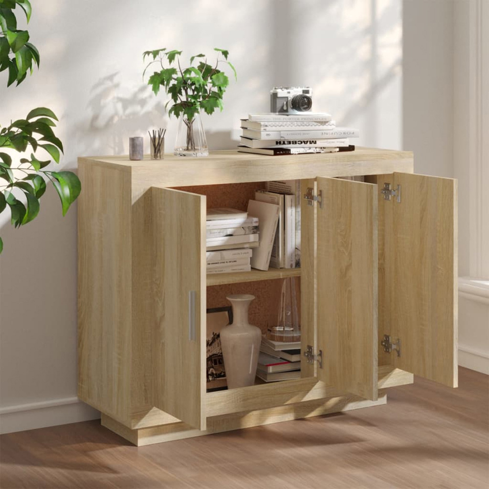 vidaXL 3 Door Sonoma Oak Sideboard Image 3