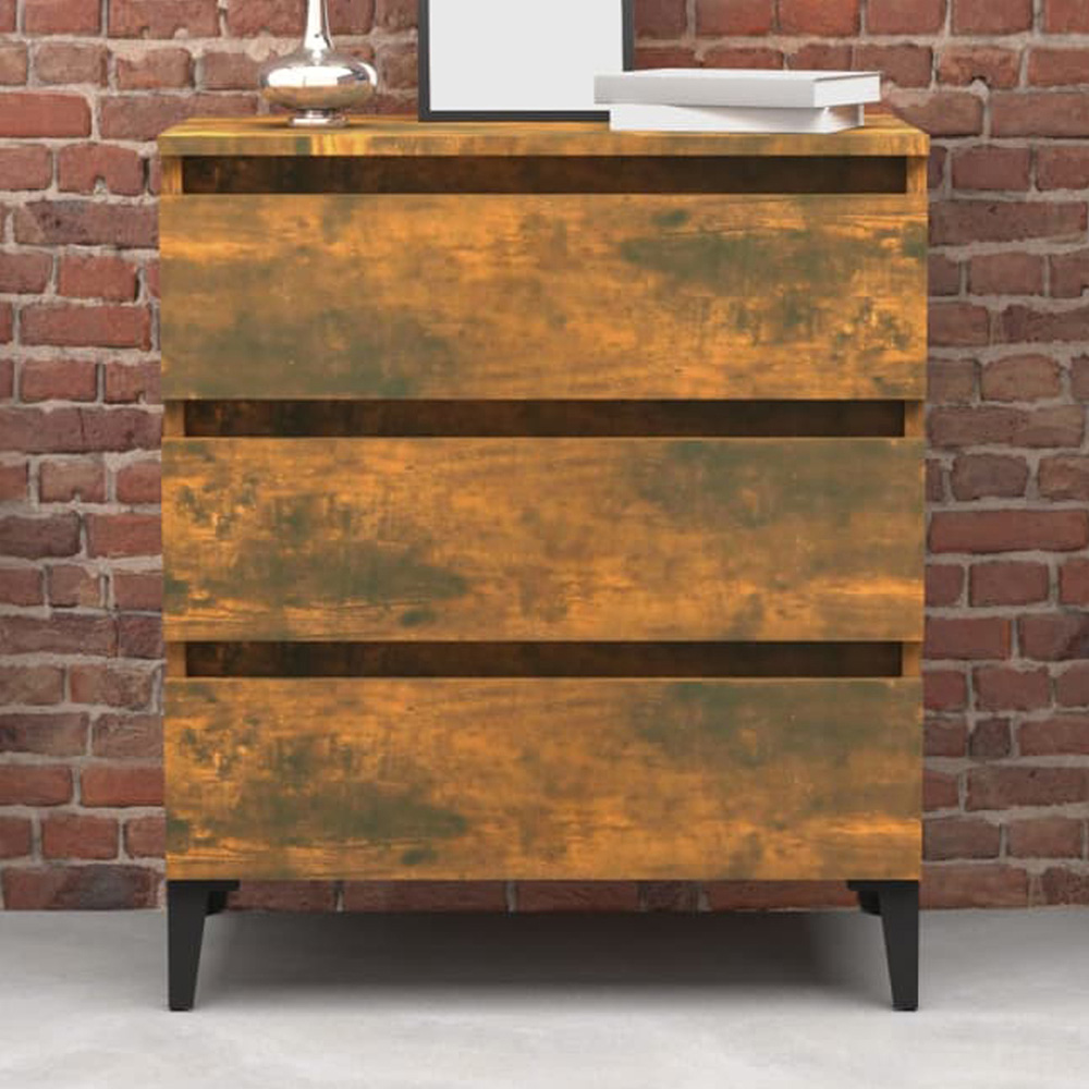 vidaXL 3 Drawer Smoked Oak Sideboard Image 1