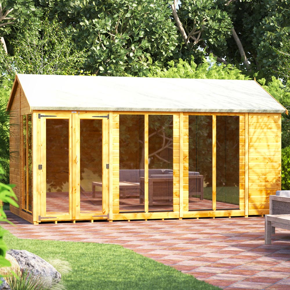 Power Sheds 14 x 8ft Double Door Apex Traditional Summerhouse Image 2